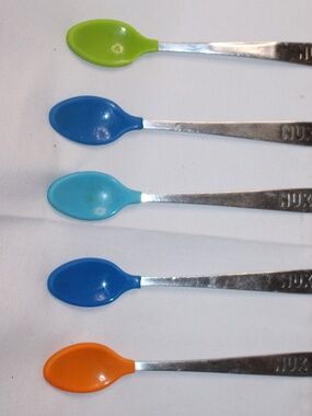 NUK Baby Feeding Spoons Lot of 5 Stainless Steel Soft Grip Infant Utensils